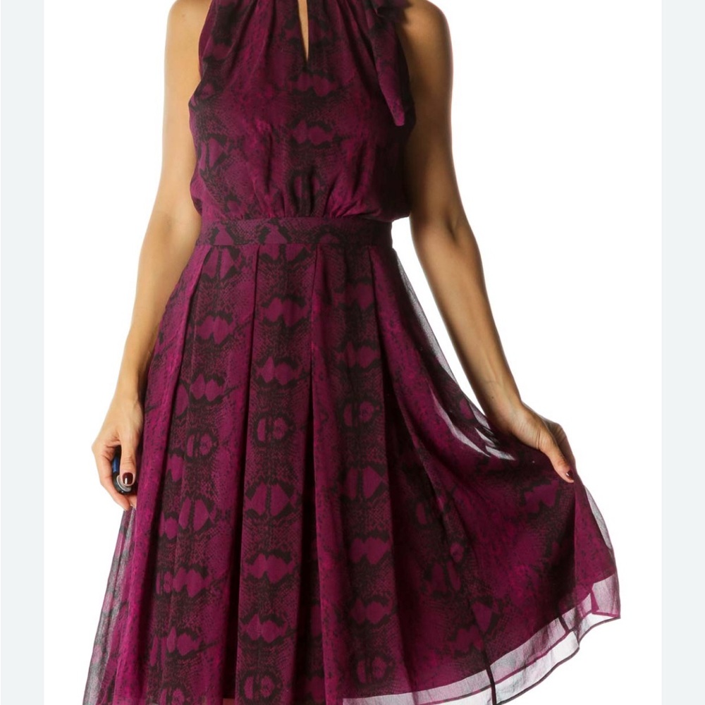 White House Black Market Tie Neck
Amethyst Snake Print Chiffon Dress